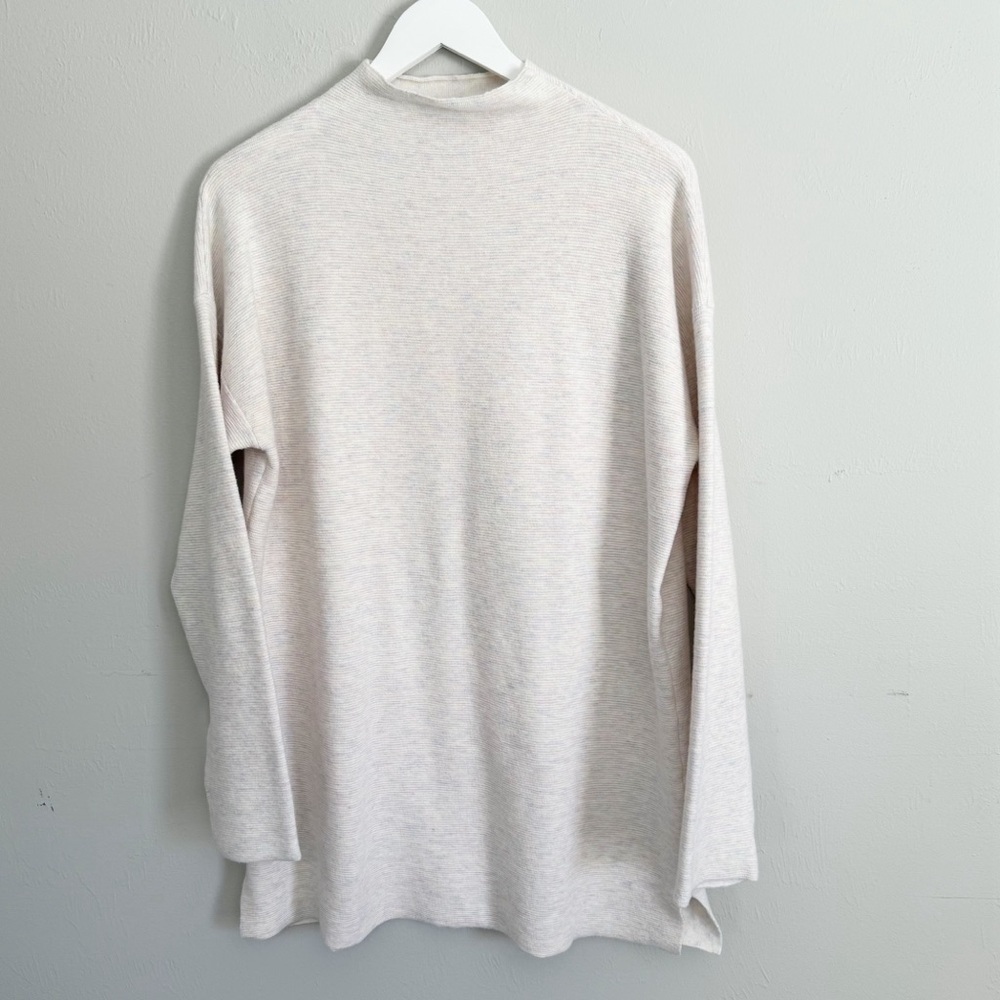 COST PLUS WORLD MARKET Women’s Ivory Multi Funnel Neck Tunic Sweater Top One Sz